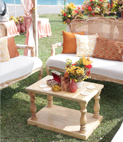 Lounge and Floral detail — Haldi decor — Zuri